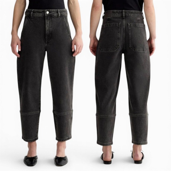 Everlane Pants - Everlane The Utility Barrel Pants Size 10R Washed Black High Rise Organic Cotton